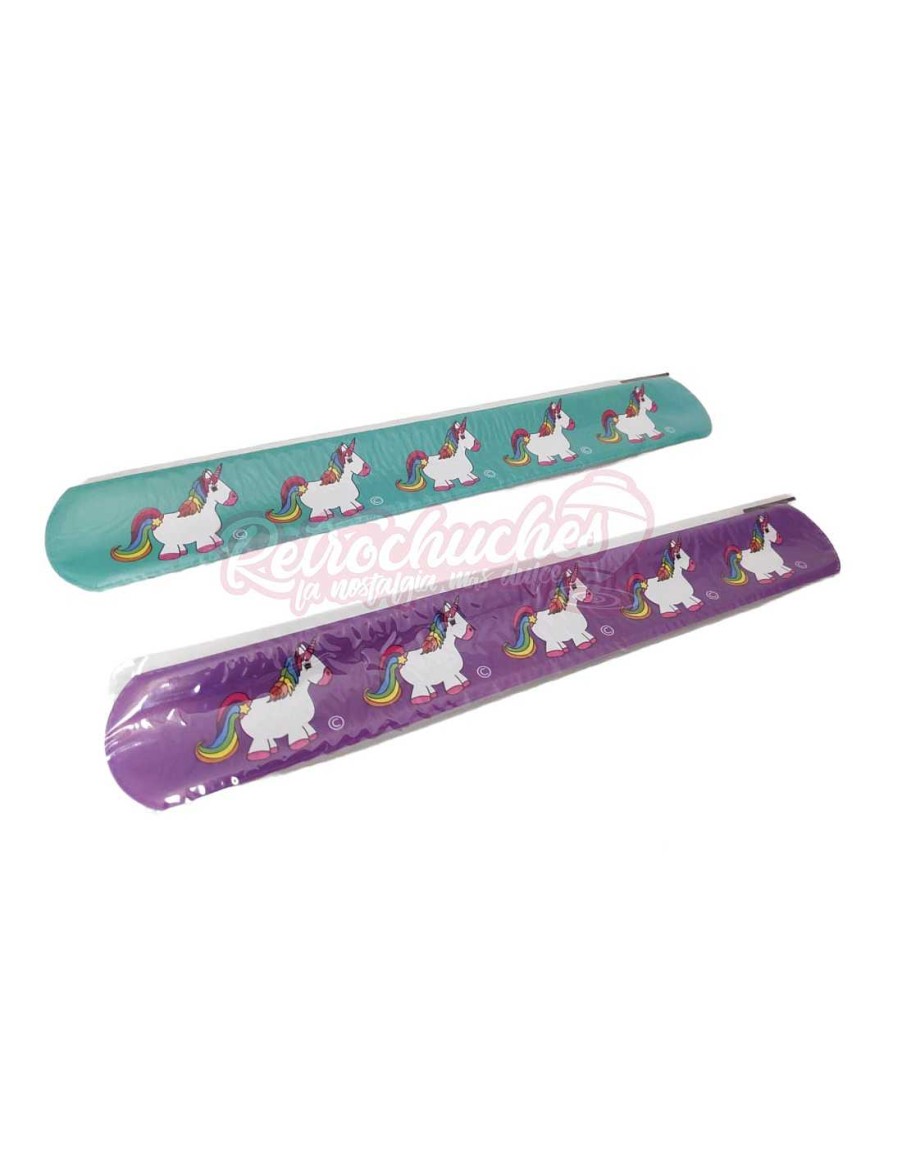 Juguetes+ RetroChuches | Pulsera Enrrollable Clap Bofetada O Slap Unicornios