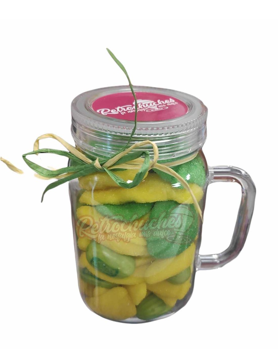 Chucher As RetroChuches | Jarra Pl Stico Con Chuches Zumo De Frutas Verde Y Amarillo