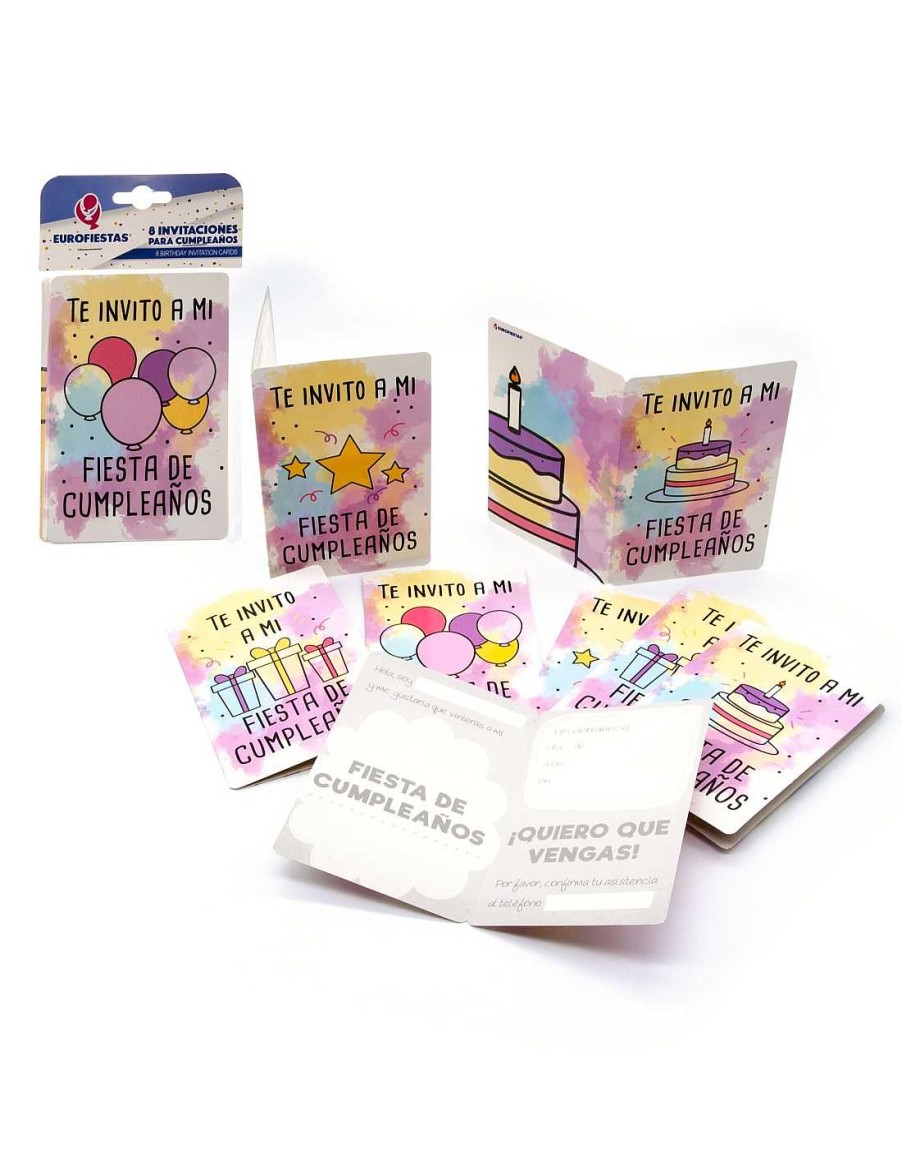 Packs & Cajas RetroChuches | Tarjeta Invitaci N Cumple Pastel Y Globos