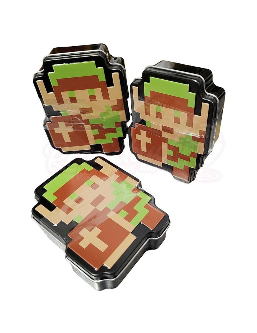 Chucher As RetroChuches | Caja Metal Link Pixel Zelda Con Caramelos Espadas De Naranja