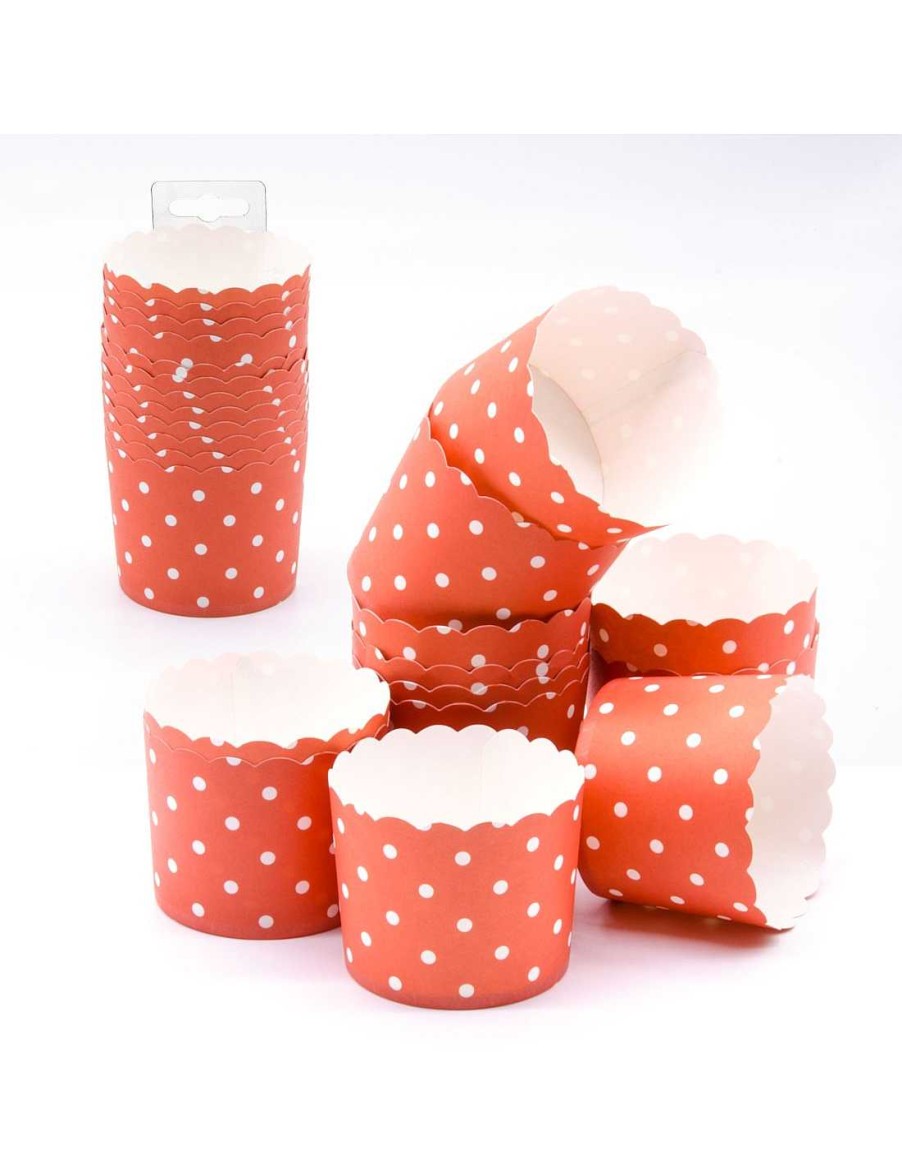 Packs & Cajas RetroChuches | Vaso Cart N Cupcakes Molde Magdalena Rojo Con Lunares Blancos