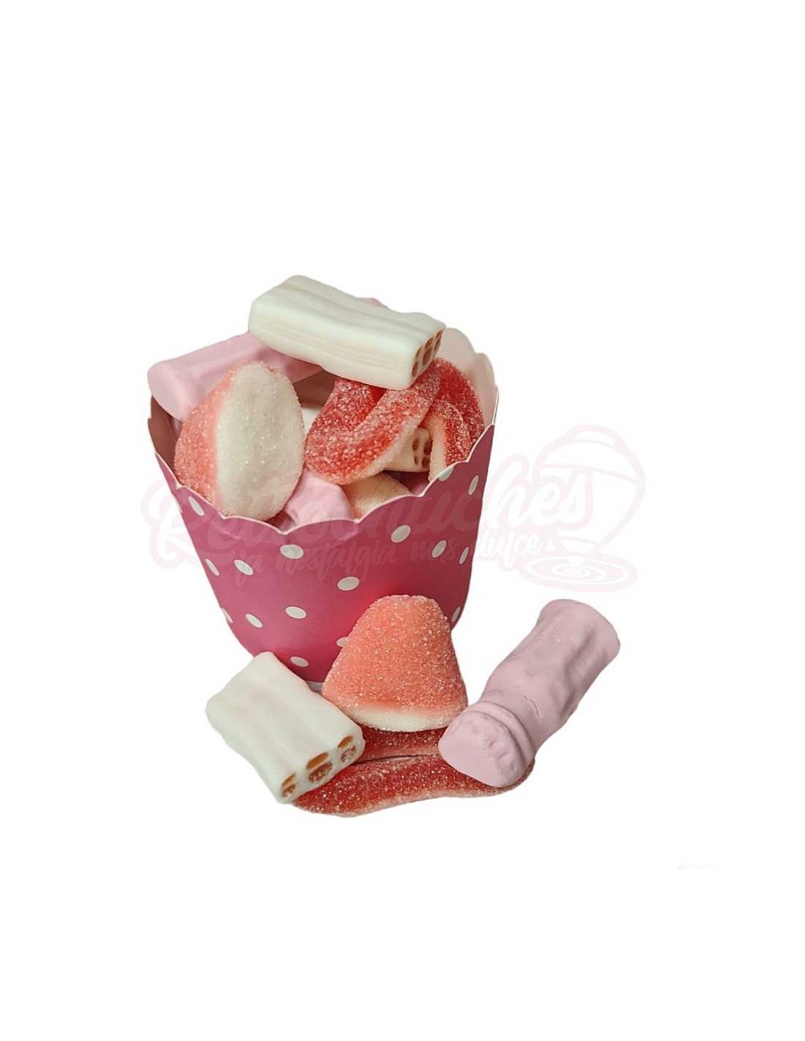 Chucher As RetroChuches | Cupcake Vaso De Chuches Rosa Y Blanco