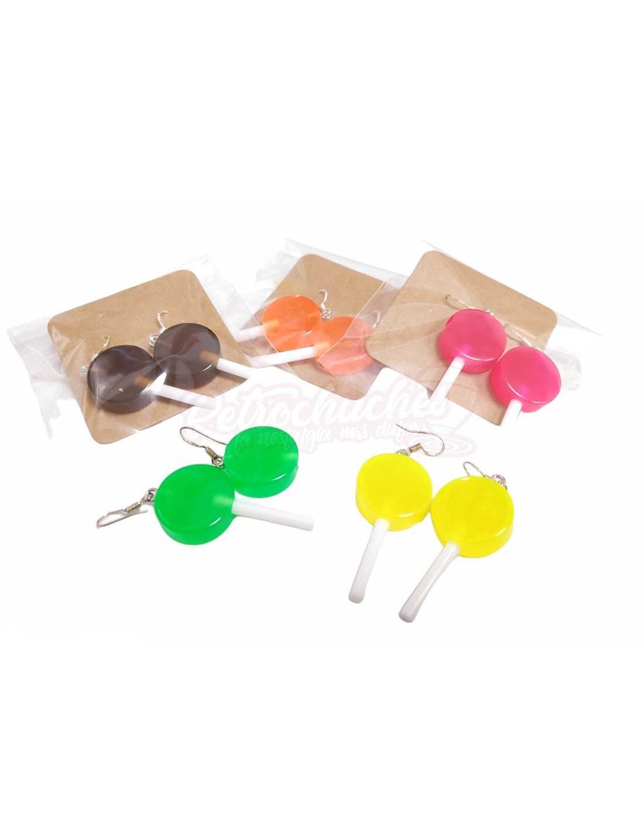 Juguetes+ RetroChuches | Pendientes Retrochuches Piruletas Redondas