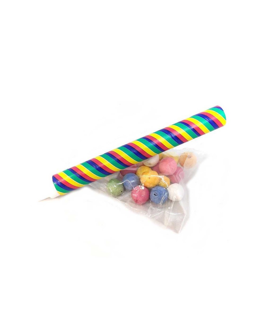 Juguetes+ RetroChuches | Cerbatana De Cart N + Bolsa 20 Bolas Para Lanzar