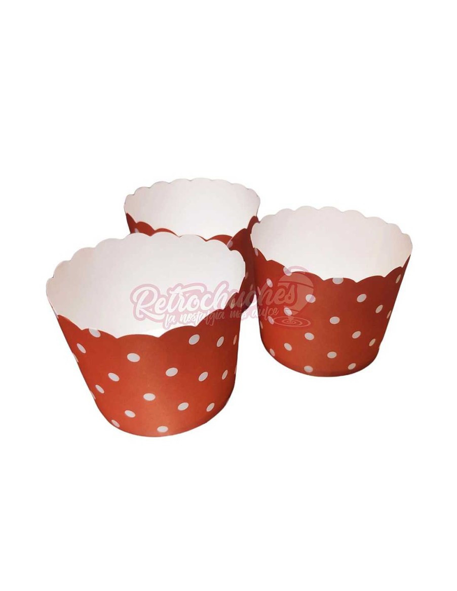 Packs & Cajas RetroChuches | Vaso Cart N Cupcakes Molde Magdalena Rojo Con Lunares Blancos